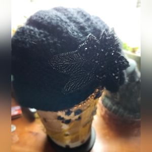 Black knit winter turban